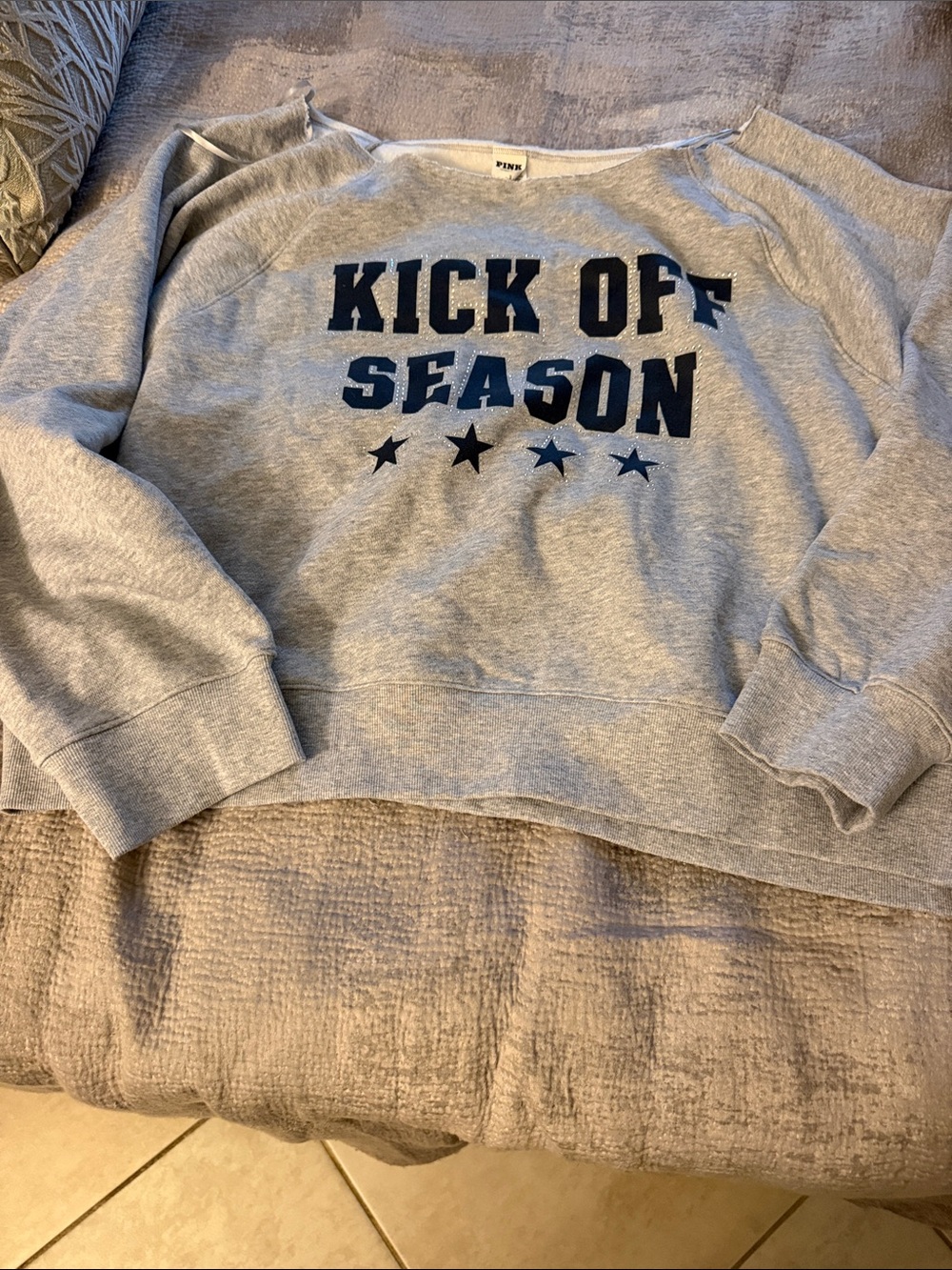 Grey "Kick Off Season" Crewneck Sweatshirt - (Brand: PINK Victoria's Secret)